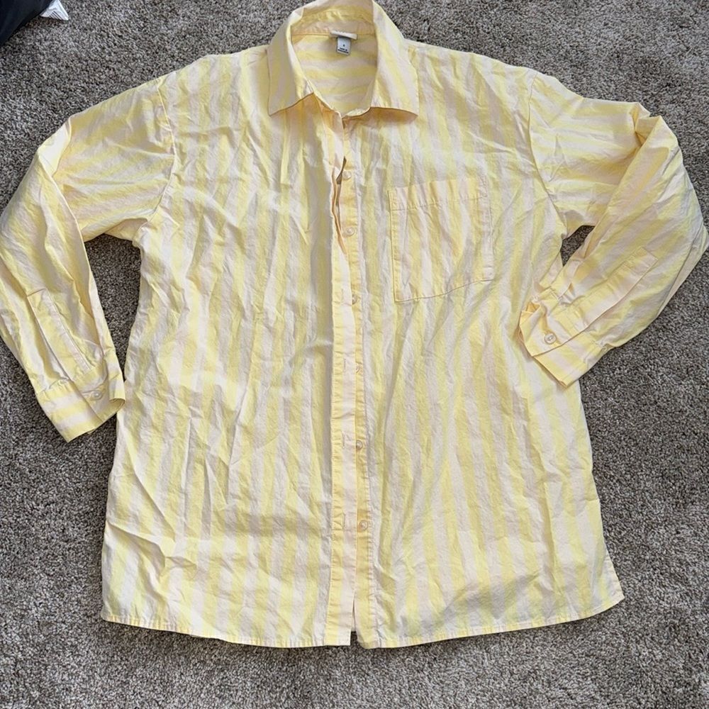 a new day Yellow and White Striped Button-Down Shirt